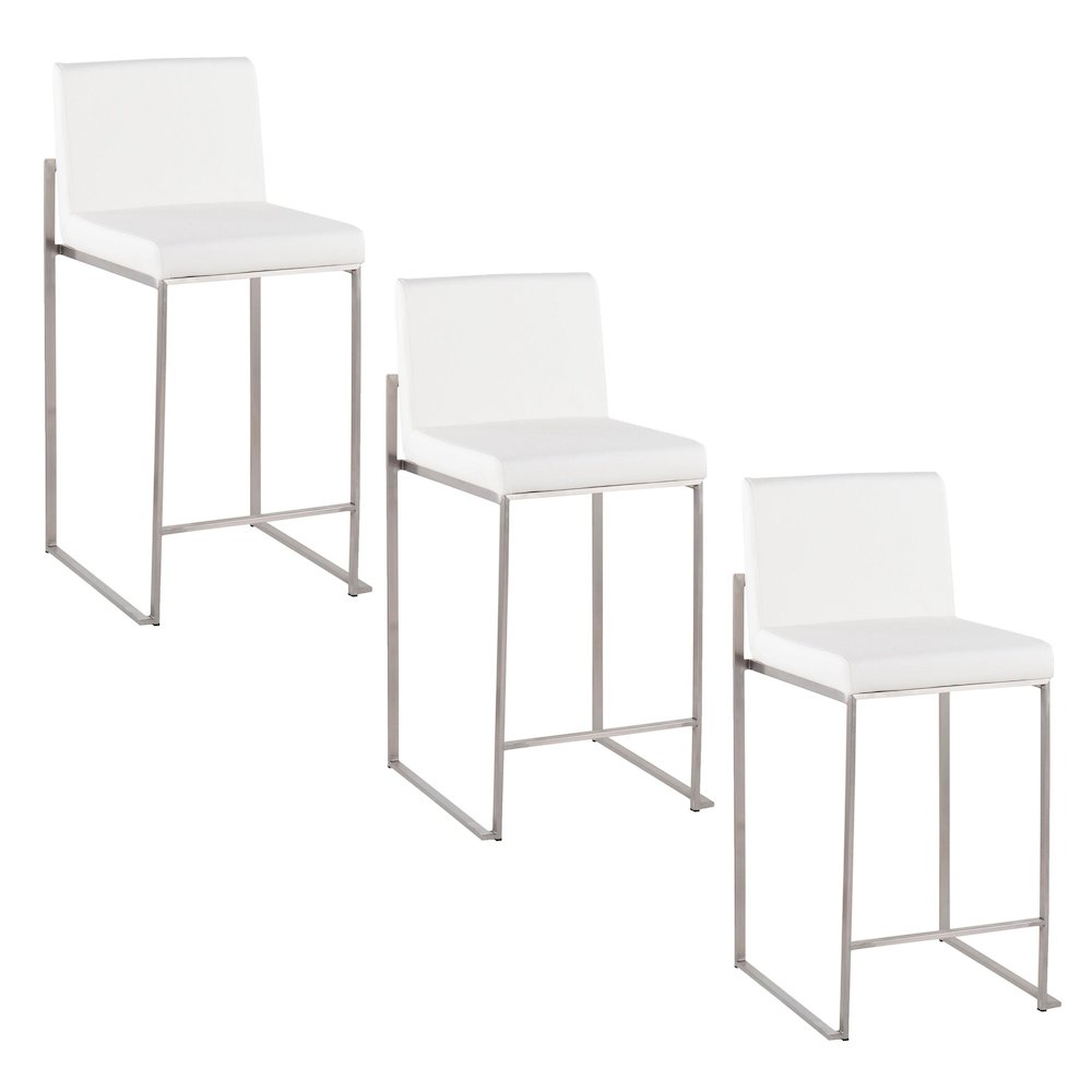 Fuji High Back 26" Fixed-Height Counter Stool - Set of 3