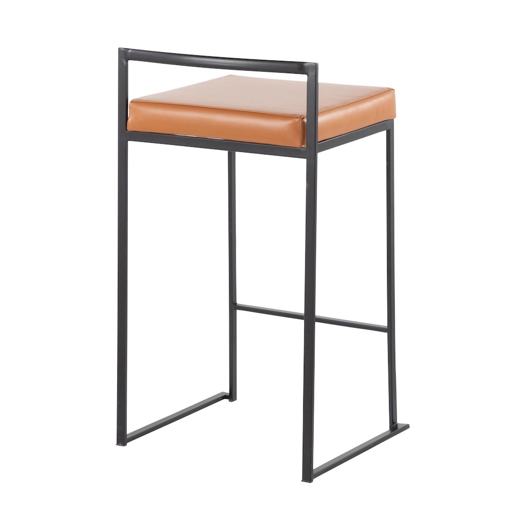 Fuji Stacker 26" Fixed-Height Counter Stool - Set of 3 in Black Metal
