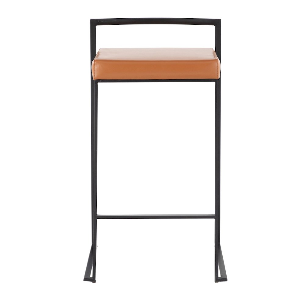 Fuji Stacker 26" Fixed-Height Counter Stool - Set of 3 in Black Metal