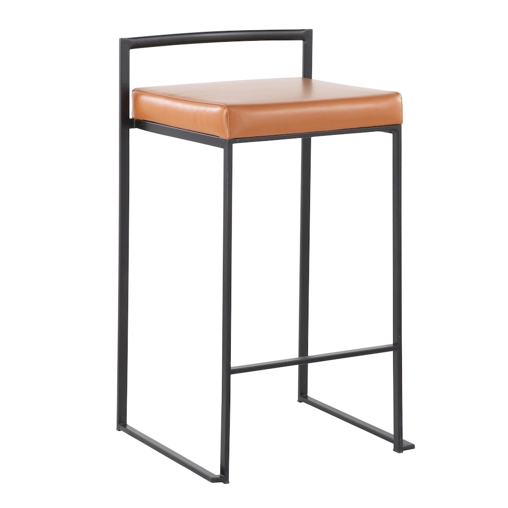 Fuji Stacker 26" Fixed-Height Counter Stool - Set of 3 in Black Metal