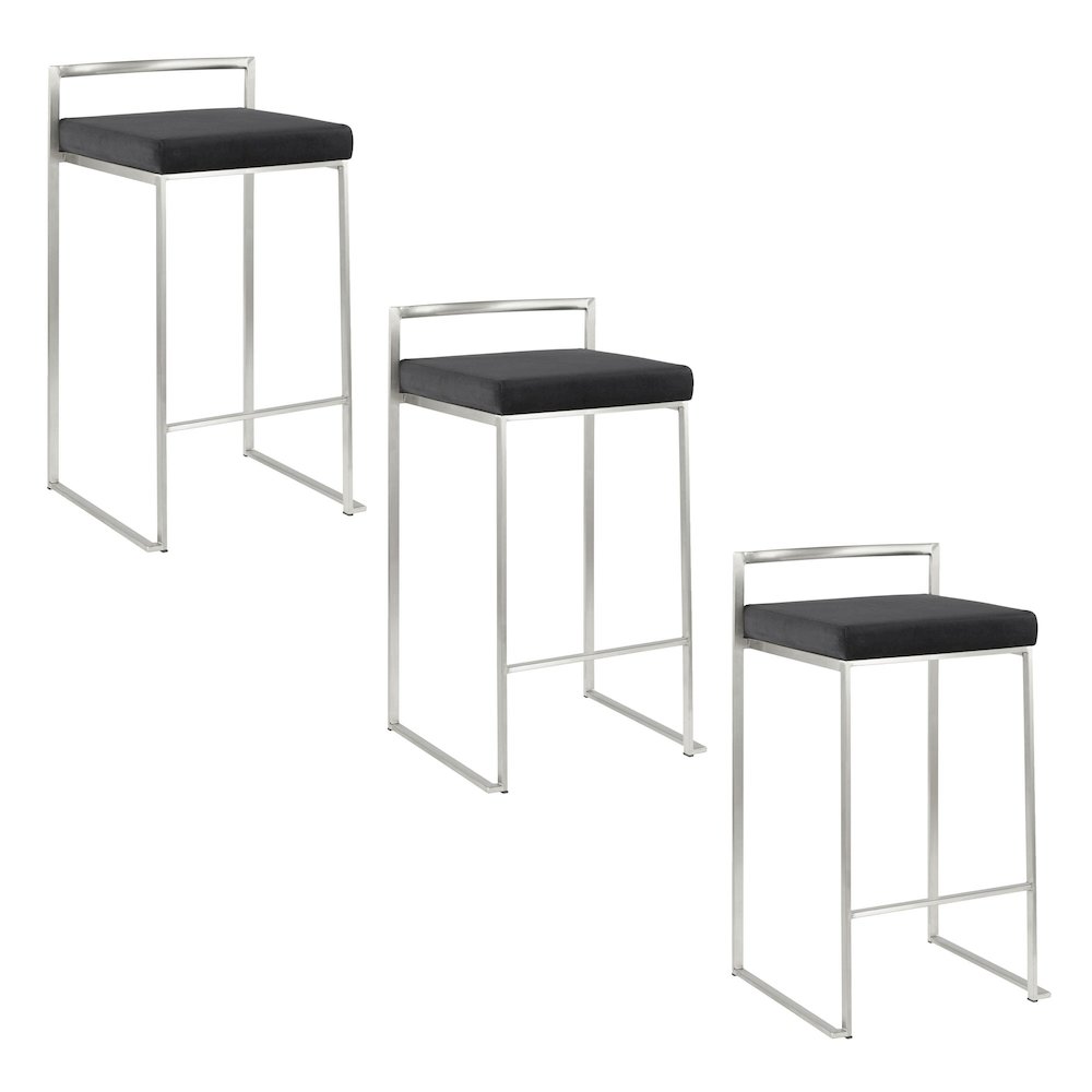 Fuji Stacker 26" Fixed-Height Counter Stool - Set of 3
