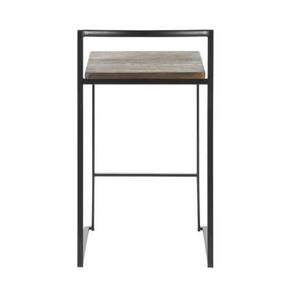Fuji Stacker 26" Fixed-Height Counter Stool - Set of 3 in Black Metal
