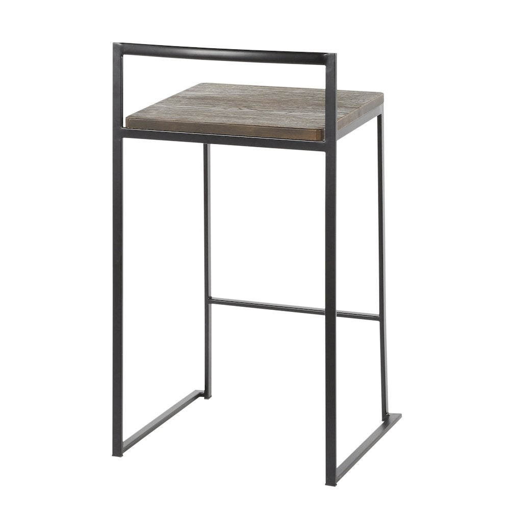 Fuji Stacker 26" Fixed-Height Counter Stool - Set of 3 in Black Metal