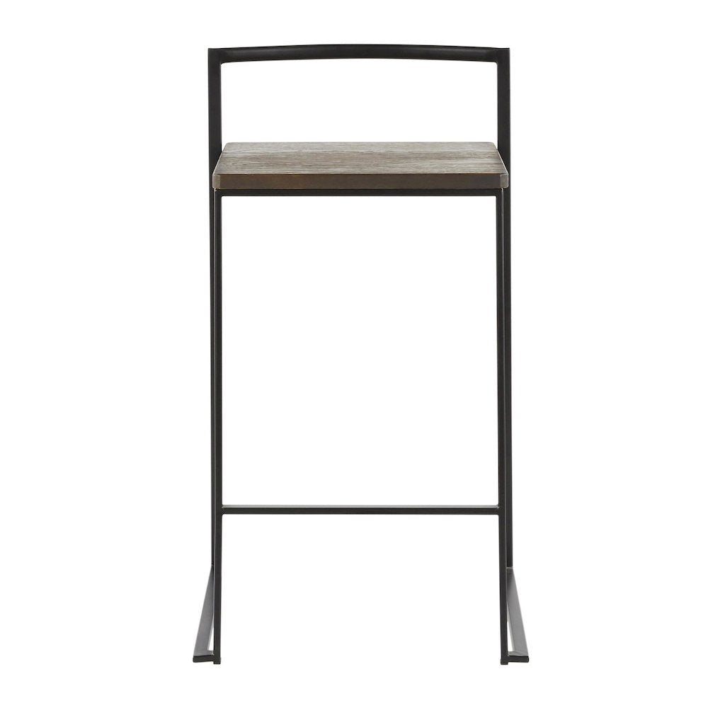Fuji Stacker 26" Fixed-Height Counter Stool - Set of 3 in Black Metal