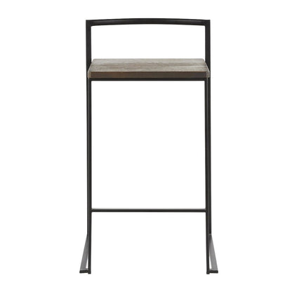 Fuji Stacker 26" Fixed-Height Counter Stool - Set of 3 in Black Metal