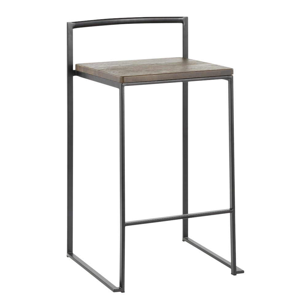 Fuji Stacker 26" Fixed-Height Counter Stool - Set of 3 in Black Metal