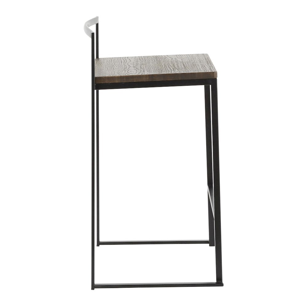 Fuji Stacker 26" Fixed-Height Counter Stool - Set of 3 in Black Metal