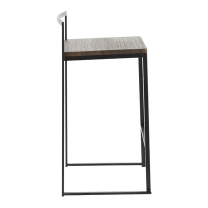Fuji Stacker 26" Fixed-Height Counter Stool - Set of 3 in Black Metal