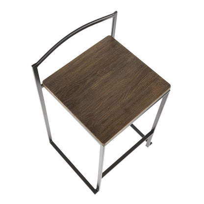 Fuji Stacker 26" Fixed-Height Counter Stool - Set of 3 in Black Metal