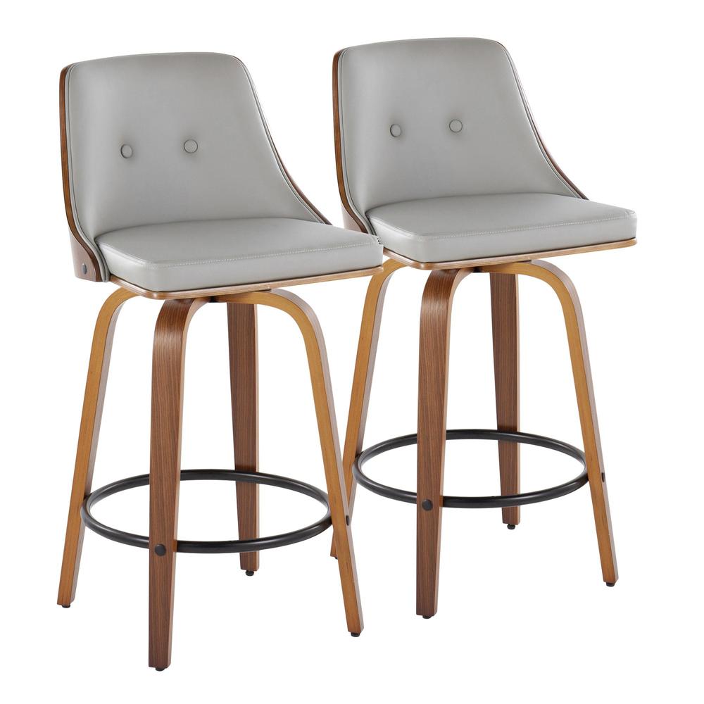 Grey Gianna 26" Fixed-Height Counter Stool - Set of 2