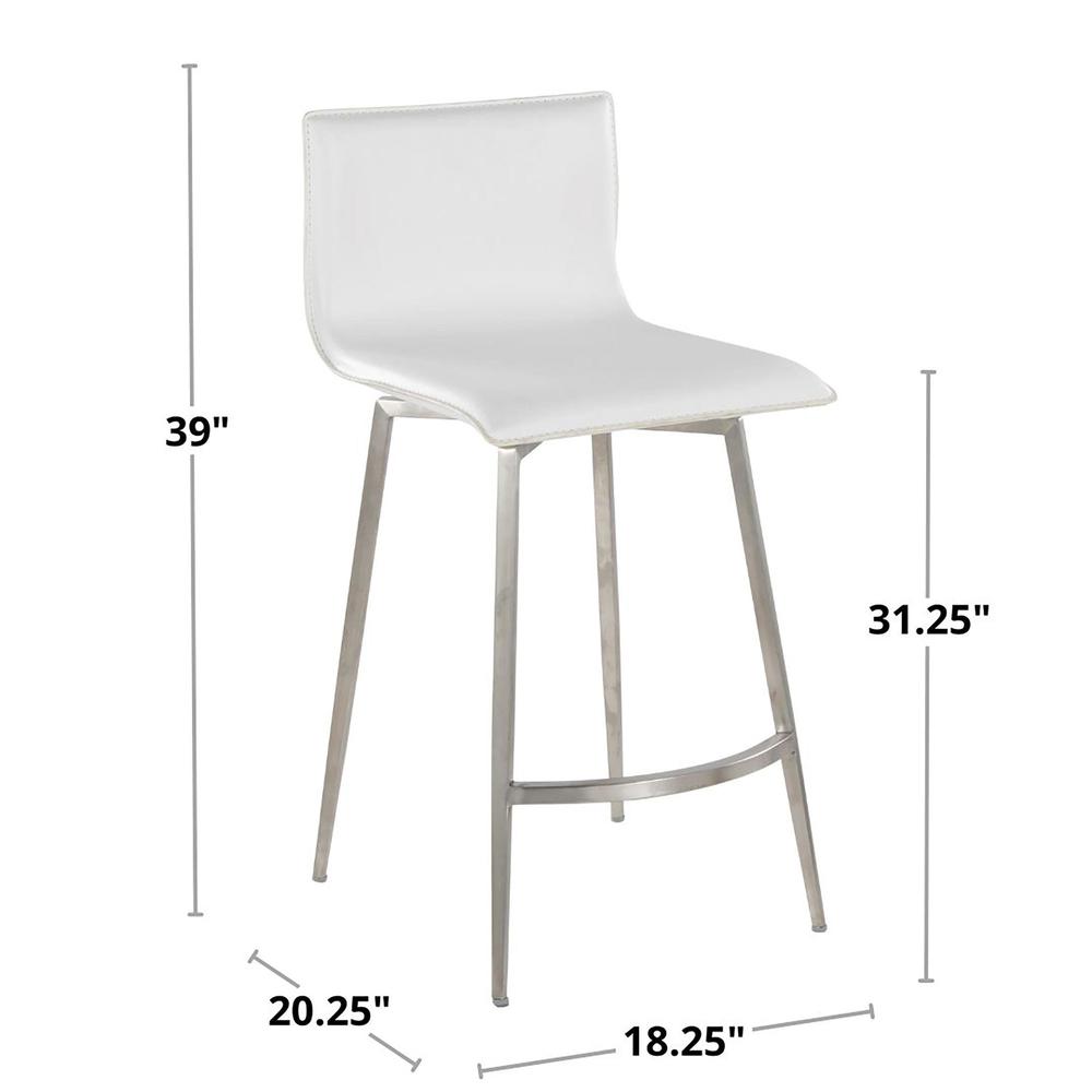 Silver Mara Upholstered 26" Fixed-Height Counter Stool - Set of 2