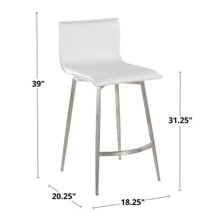Silver Mara Upholstered 26" Fixed-Height Counter Stool - Set of 2