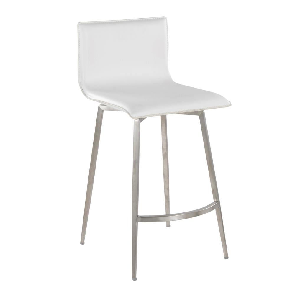 Silver Mara Upholstered 26" Fixed-Height Counter Stool - Set of 2