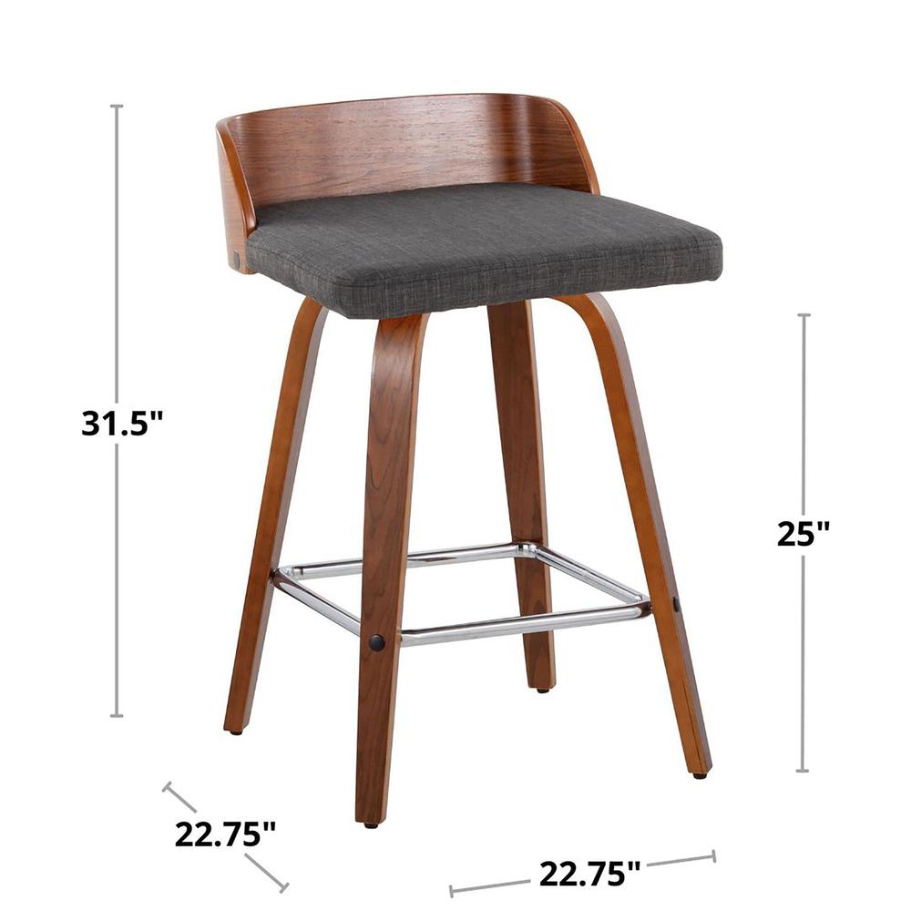 Grey Maya 26" Fixed-Height Counter Stool - Set of 2