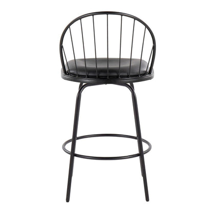 Black Riley Claire 26" Fixed-Height Counter Stool - Set of 2