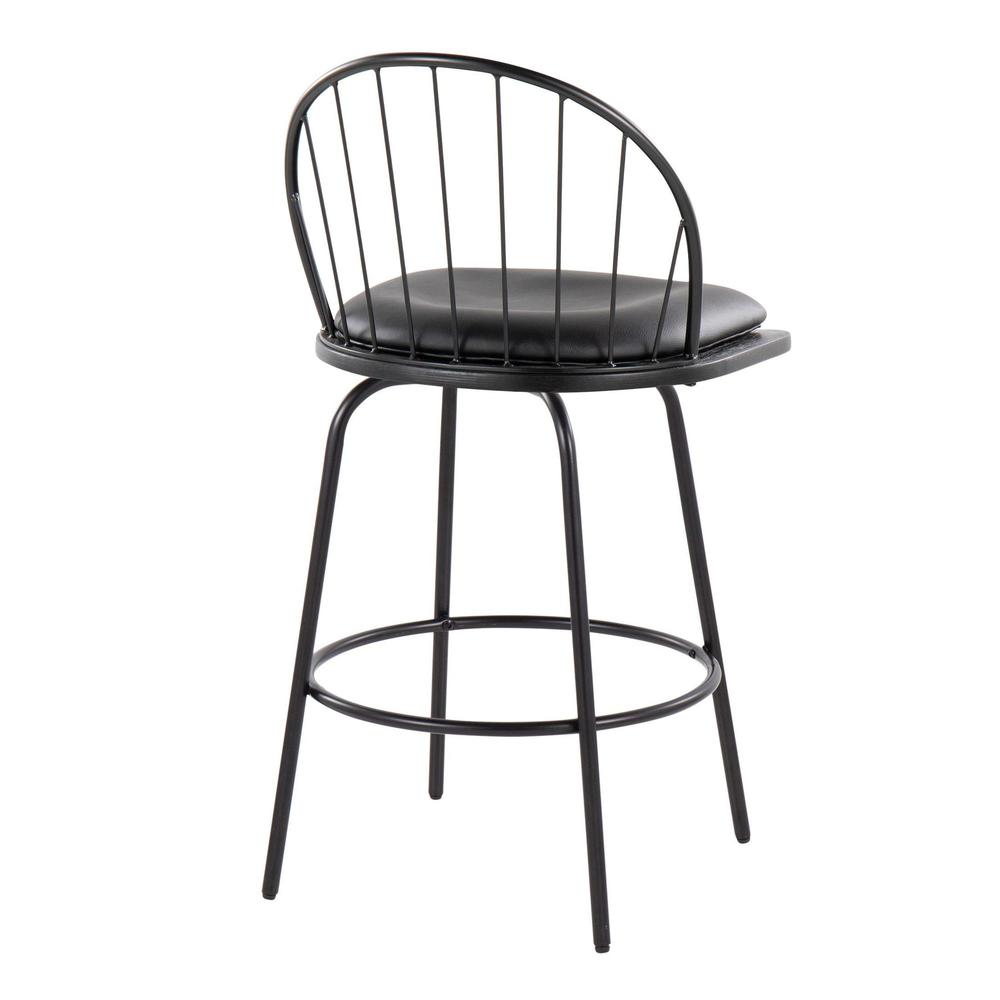 Black Riley Claire 26" Fixed-Height Counter Stool - Set of 2