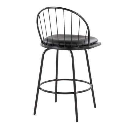 Black Riley Claire 26" Fixed-Height Counter Stool - Set of 2