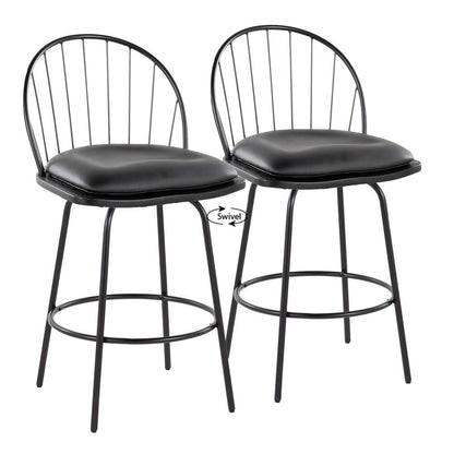Black Riley Claire 26" Fixed-Height Counter Stool - Set of 2