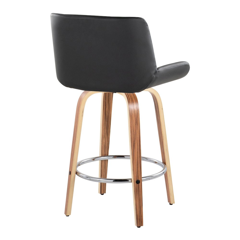 Santi 25" Fixed-Height Counter Stool - Set of 2 in Zebra Wood