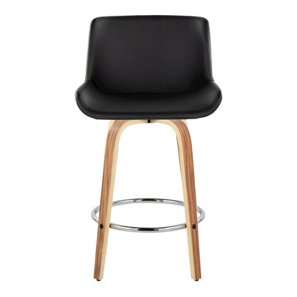 Santi 25" Fixed-Height Counter Stool - Set of 2 in Zebra Wood
