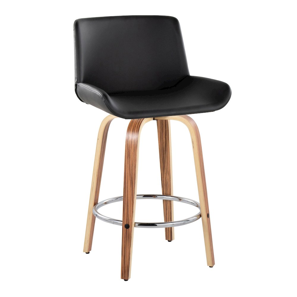 Santi 25" Fixed-Height Counter Stool - Set of 2 in Zebra Wood