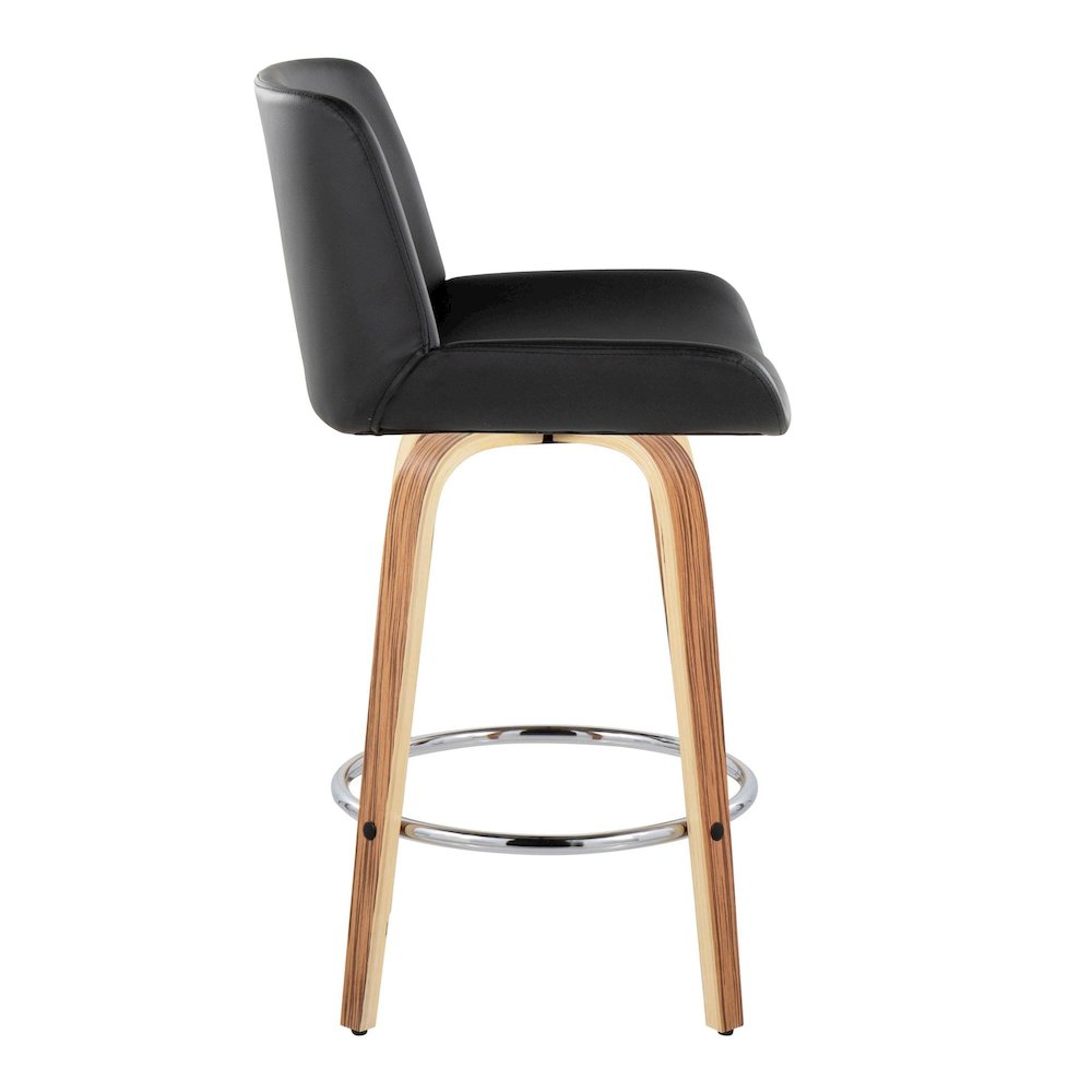 Santi 25" Fixed-Height Counter Stool - Set of 2 in Zebra Wood