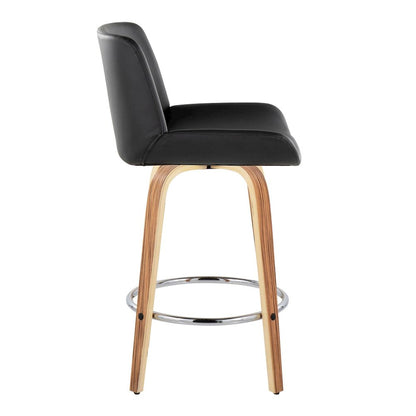 Santi 25" Fixed-Height Counter Stool - Set of 2 in Zebra Wood