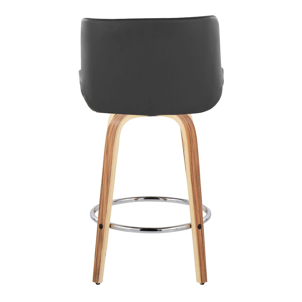 Santi 25" Fixed-Height Counter Stool - Set of 2 in Zebra Wood