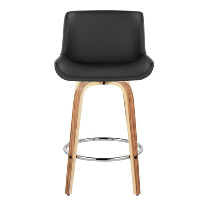 Santi 25" Fixed-Height Counter Stool - Set of 2 in Zebra Wood