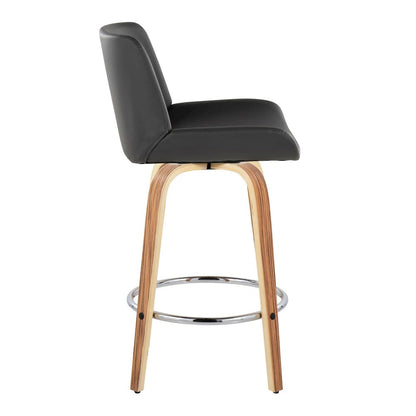 Santi 25" Fixed-Height Counter Stool - Set of 2 in Zebra Wood