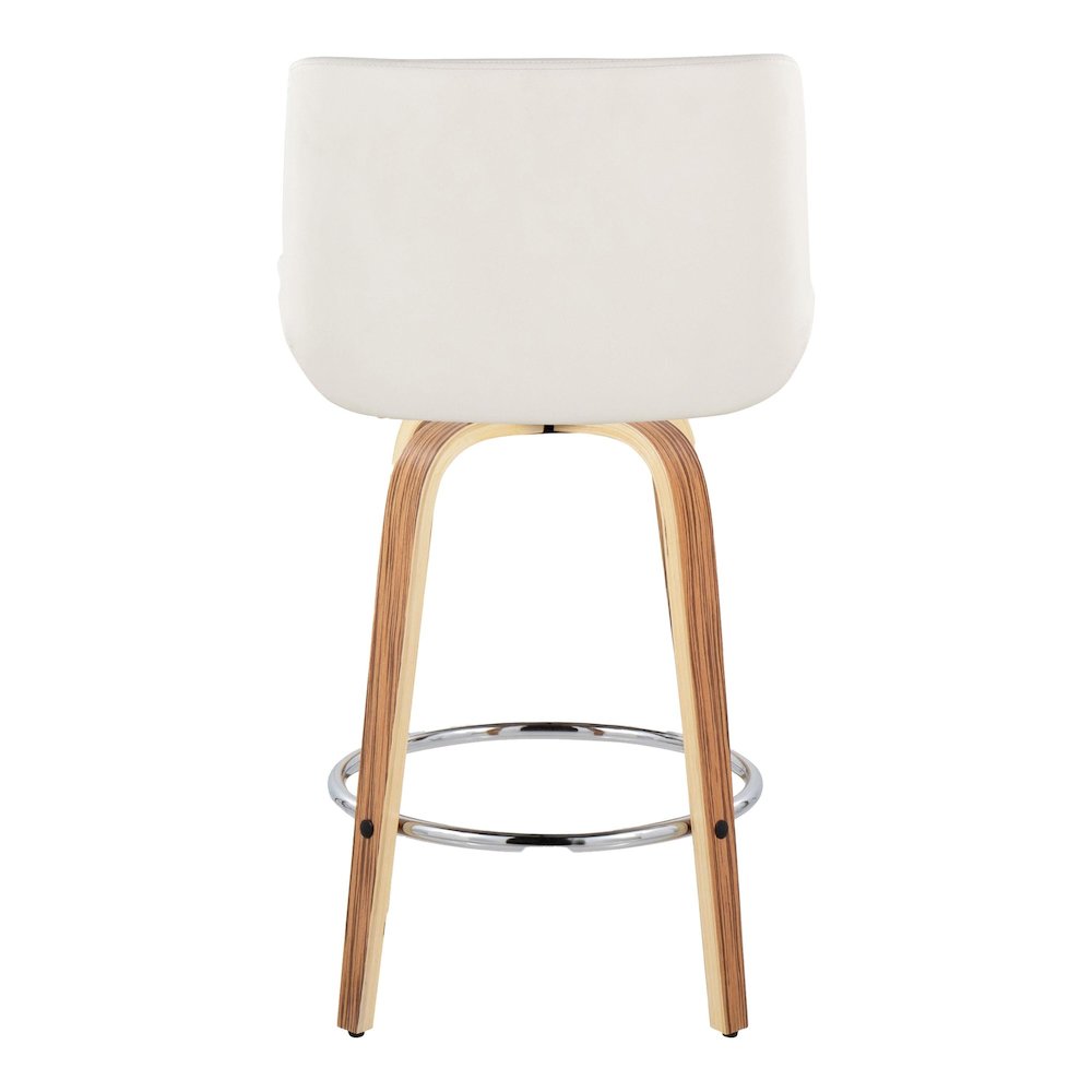 Santi 25" Fixed-Height Counter Stool - Set of 2 in Zebra Wood