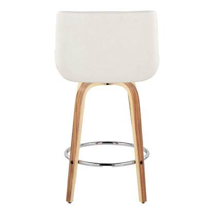 Santi 25" Fixed-Height Counter Stool - Set of 2 in Zebra Wood