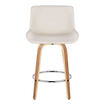 Santi 25" Fixed-Height Counter Stool - Set of 2 in Zebra Wood
