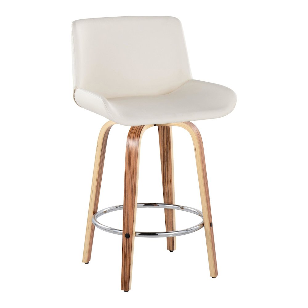 Santi 25" Fixed-Height Counter Stool - Set of 2 in Zebra Wood