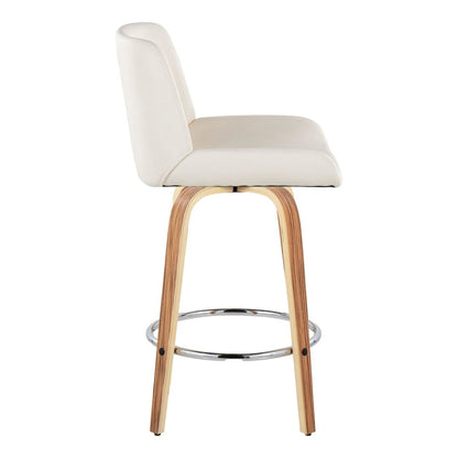 Santi 25" Fixed-Height Counter Stool - Set of 2 in Zebra Wood