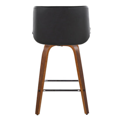 Santi 25" Fixed-Height Counter Stool - Set of 2 in Walnut Wood