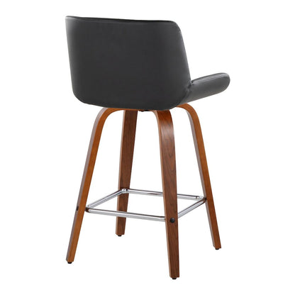 Santi 25" Fixed-Height Counter Stool - Set of 2 in Walnut Wood