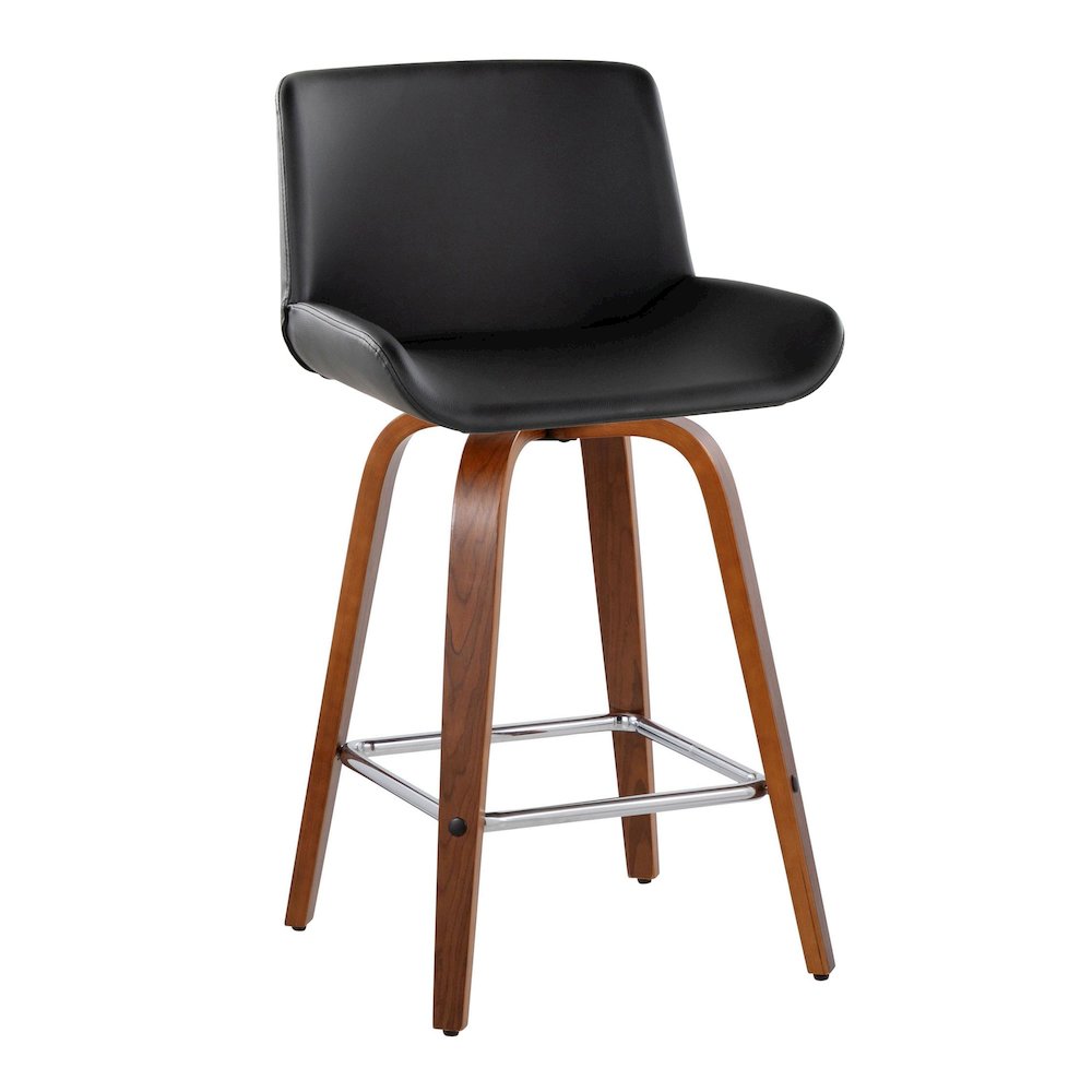 Santi 25" Fixed-Height Counter Stool - Set of 2 in Walnut Wood