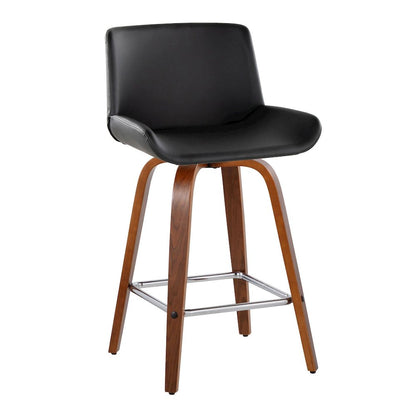 Santi 25" Fixed-Height Counter Stool - Set of 2 in Walnut Wood