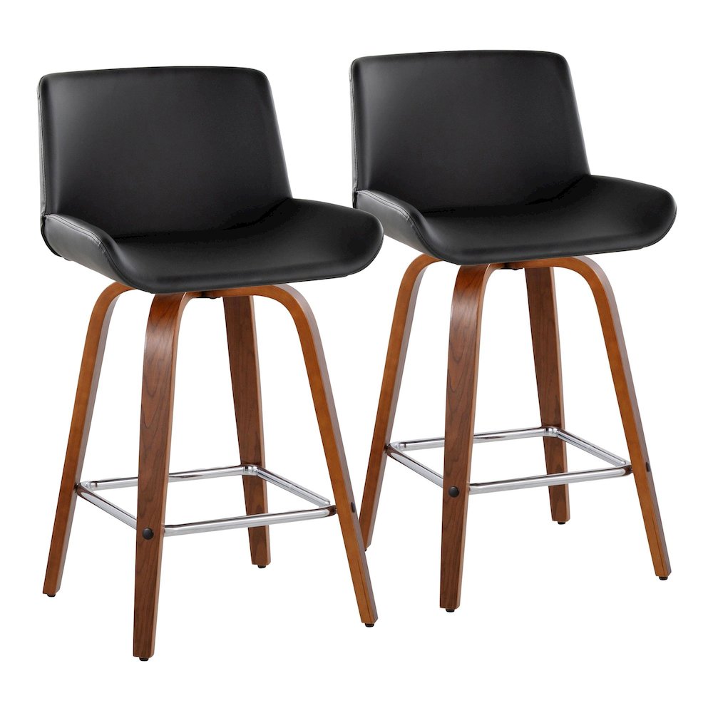 Santi 25" Fixed-Height Counter Stool - Set of 2 in Walnut Wood