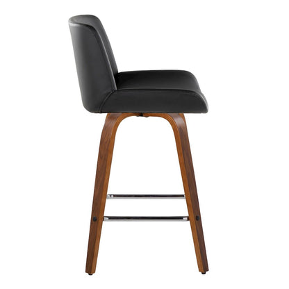 Santi 25" Fixed-Height Counter Stool - Set of 2 in Walnut Wood