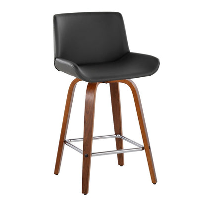 Santi 25" Fixed-Height Counter Stool - Set of 2 in Walnut Wood