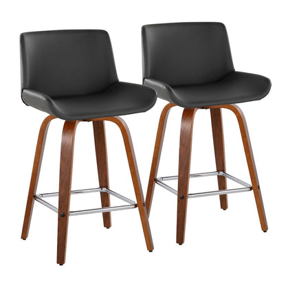 Santi 25" Fixed-Height Counter Stool - Set of 2 in Walnut Wood
