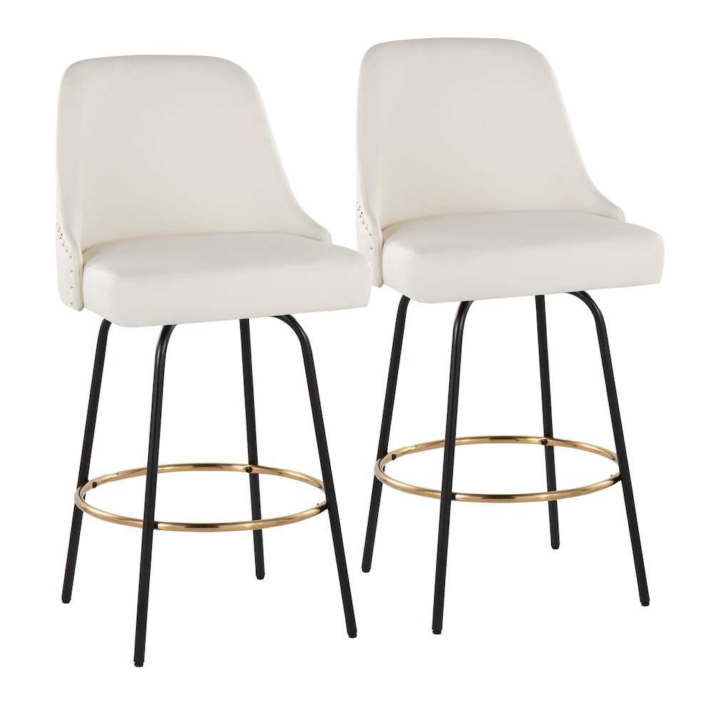 Studded Marcel 27" Fixed-Height Counter Stool - Set of 2