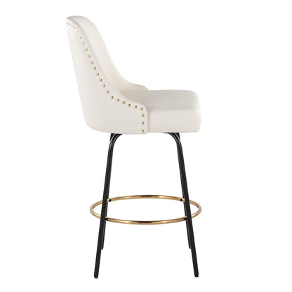 Studded Marcel 27" Fixed-Height Counter Stool - Set of 2