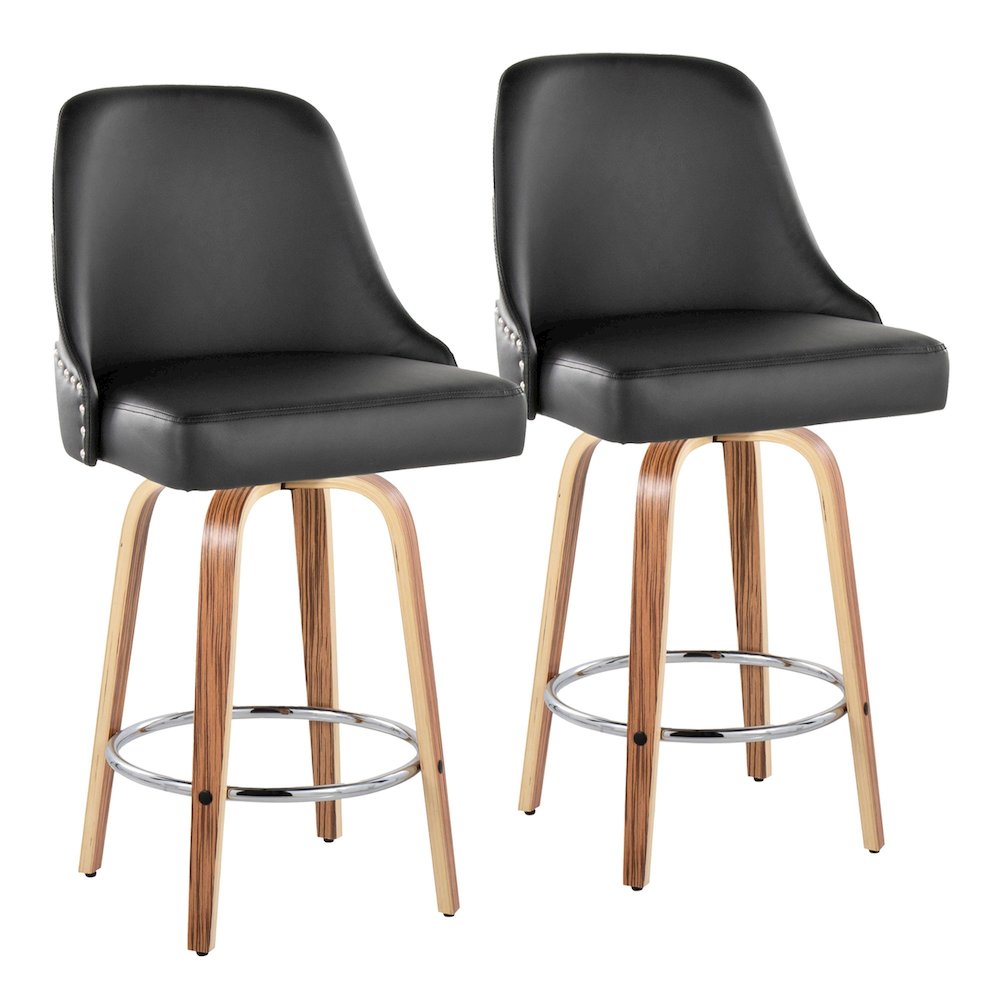 Studded Marcel 26" Fixed-Height Counter Stool - Set of  2
