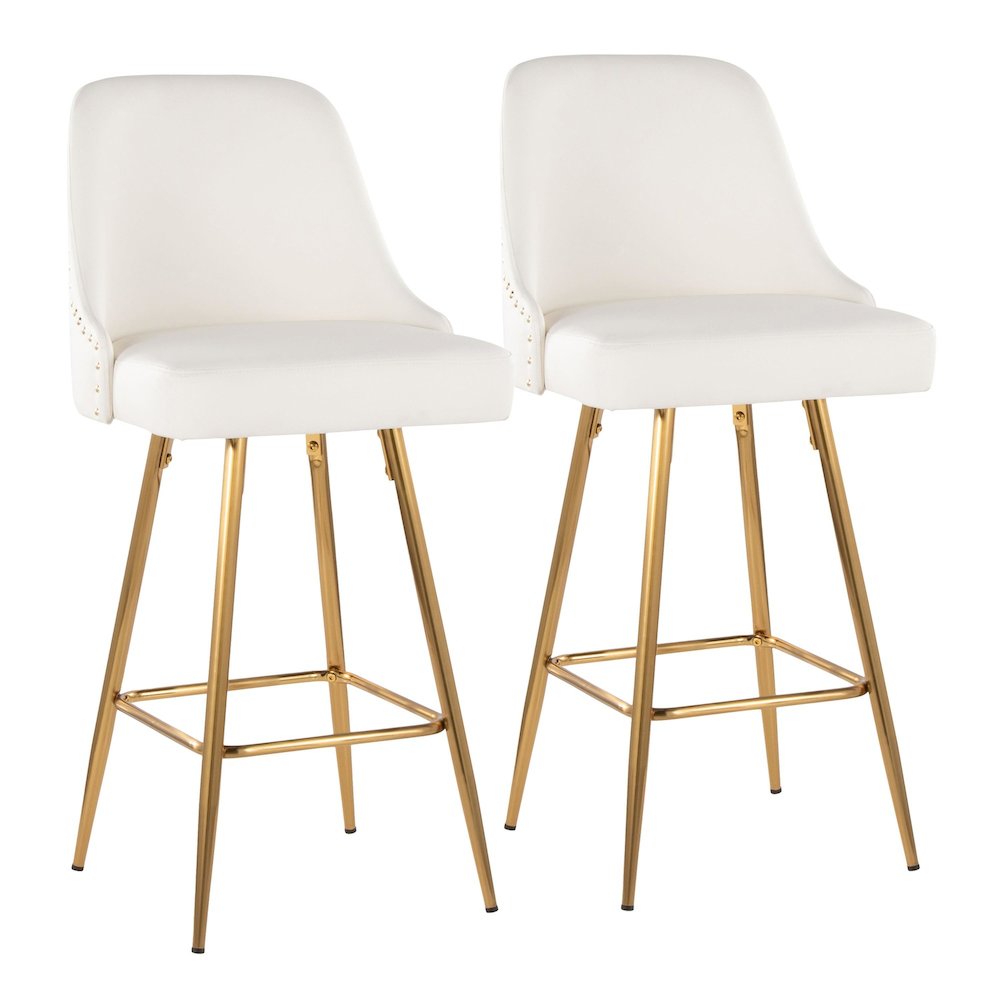 Studded Marcel 27" Fixed-Height Counter Stool - Set of 2