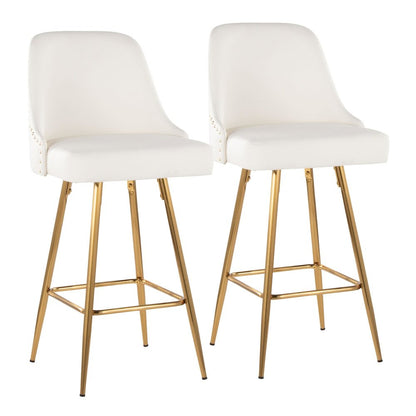 Studded Marcel 27" Fixed-Height Counter Stool - Set of 2