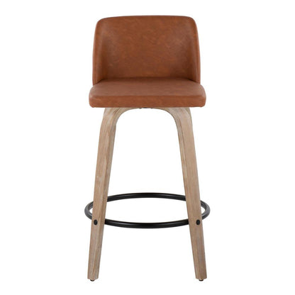 White Toriano 26" Fixed-Height Counter Stool - Set of 2