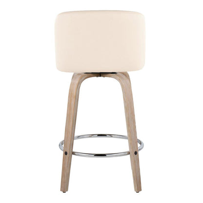 White Toriano 26" Fixed-Height Counter Stool - Set of 2